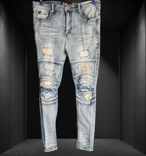 Switch Remarkable Jeans Men’s 36x30 Slim Taper Moto Distressed Stretch